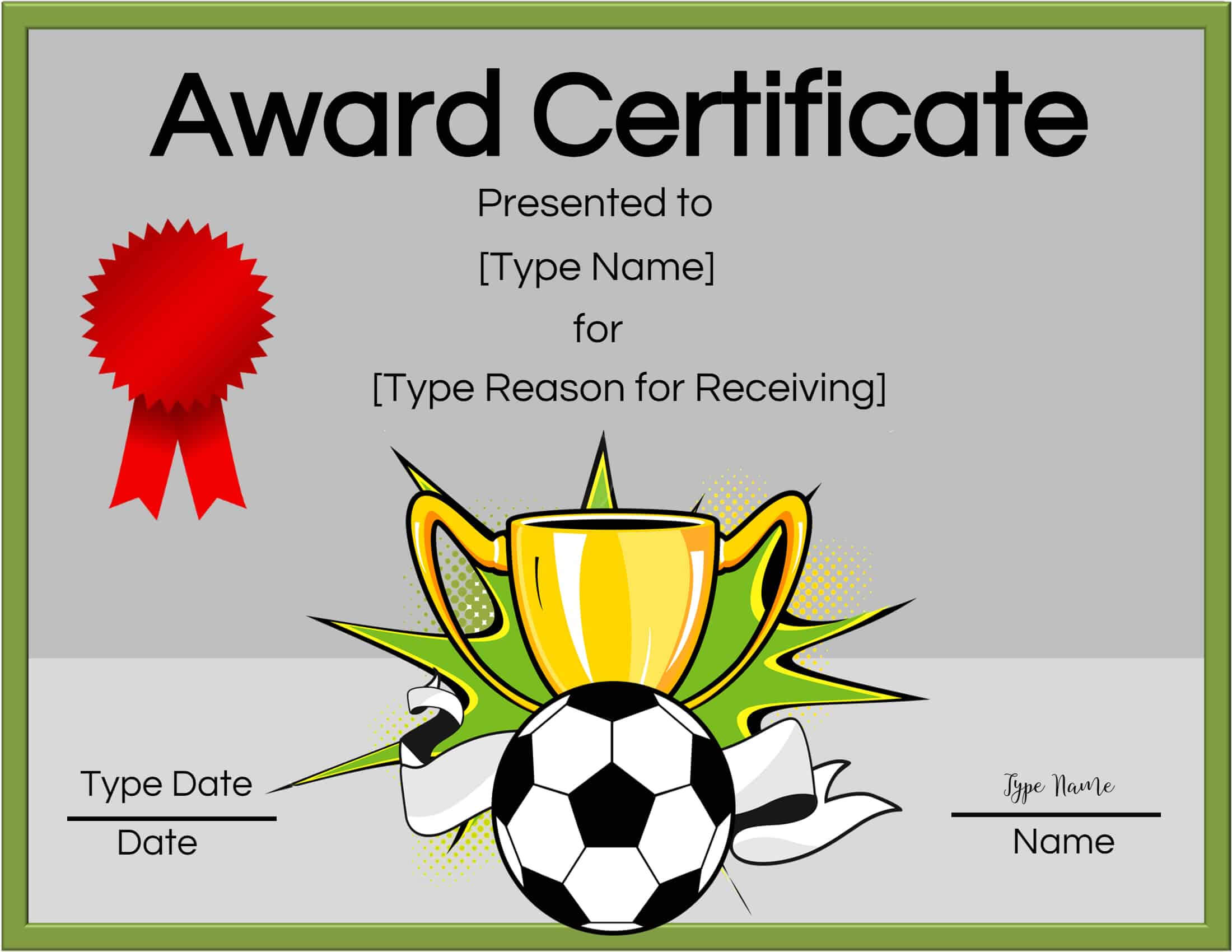 Free Soccer Certificate Maker | Edit Online And Print At Home In Soccer Award Certificate Templates Free