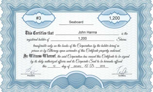 Free Stock Certificate Online Generator for Corporate Share Certificate Template