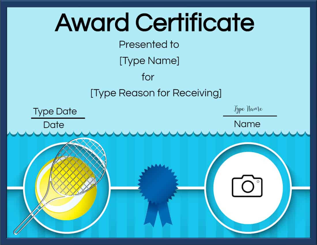 Free Tennis Certificates | Edit Online And Print At Home Pertaining To Tennis Certificate Template Free