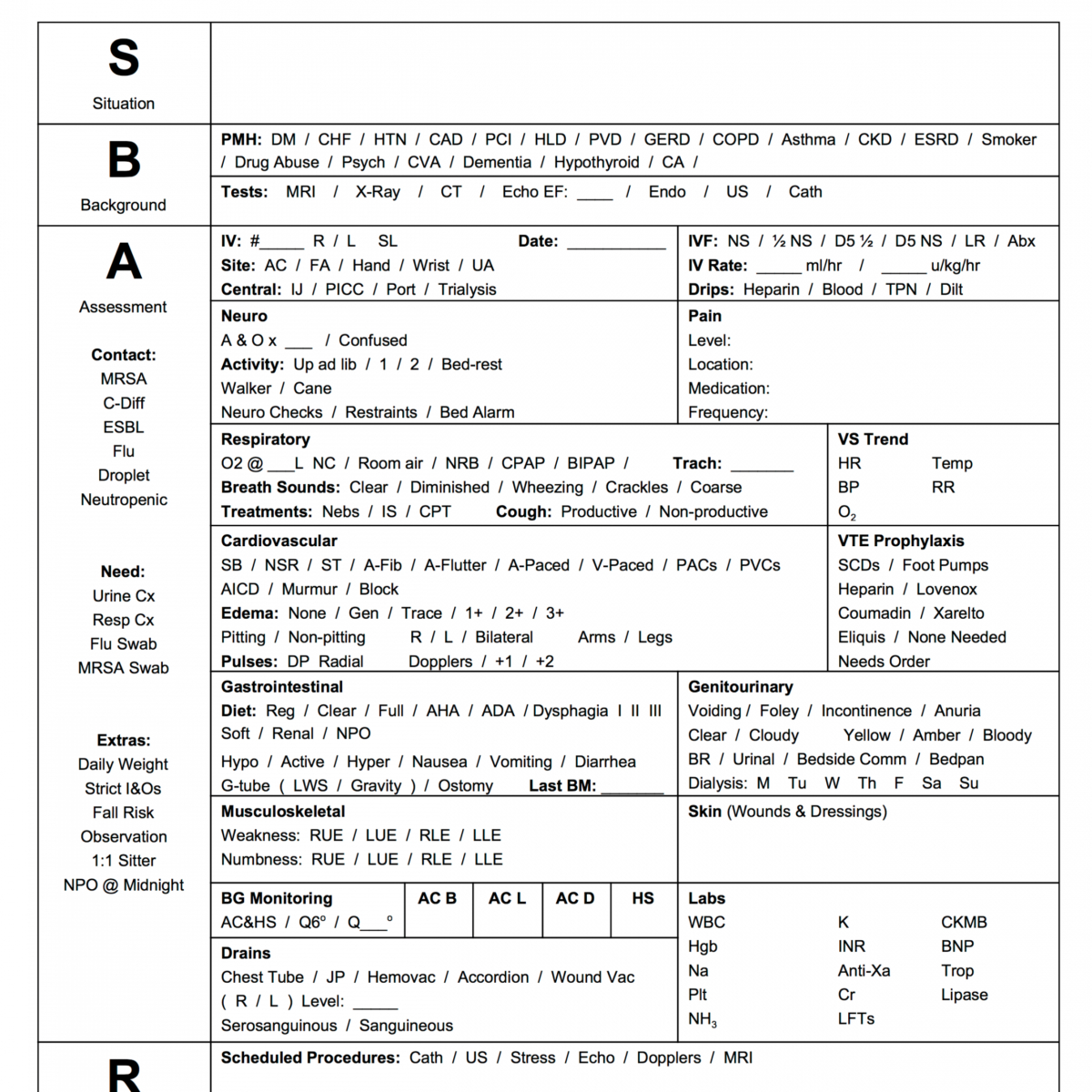 Free The Best Sbar & Brain Free Nursing Report Sheets In Med Surg Report Sheet Templates
