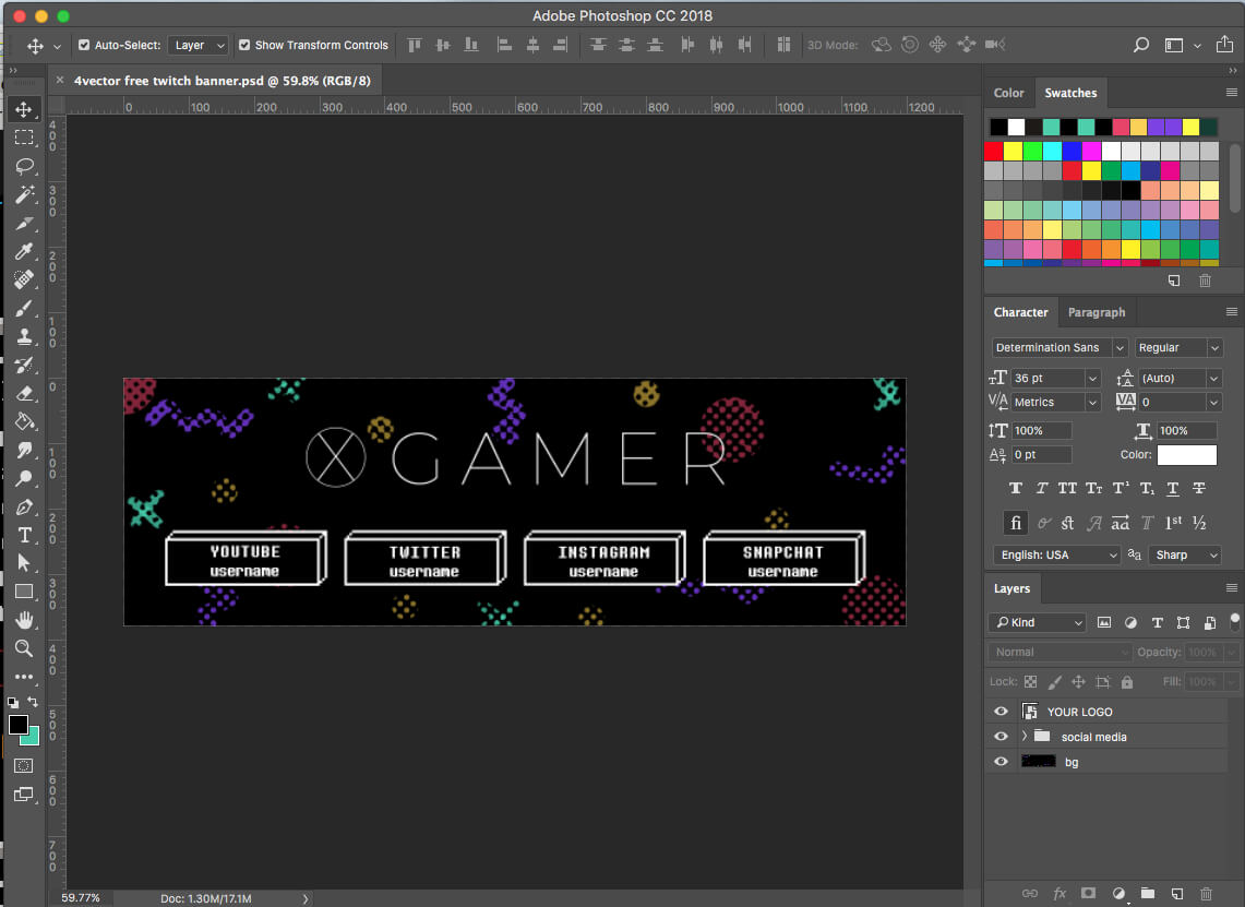 Free Twitch Banner Template In Psd (And How To) / 4Vector Inside Adobe Photoshop Banner Templates