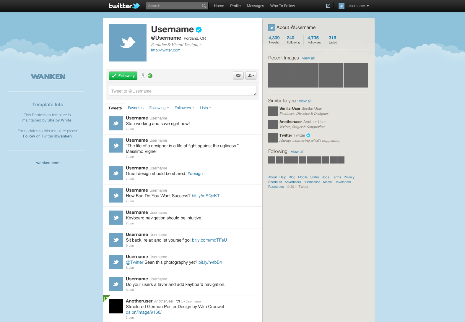 Free Twitter Gui Psd — Smashing Magazine With Regard To Blank Twitter Profile Template
