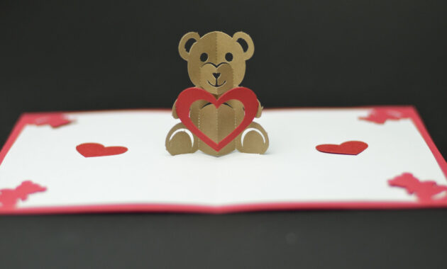 Free Valentines Day Pop Up Card Templates. Teddy Bear Pop Up intended for Teddy Bear Pop Up Card Template Free