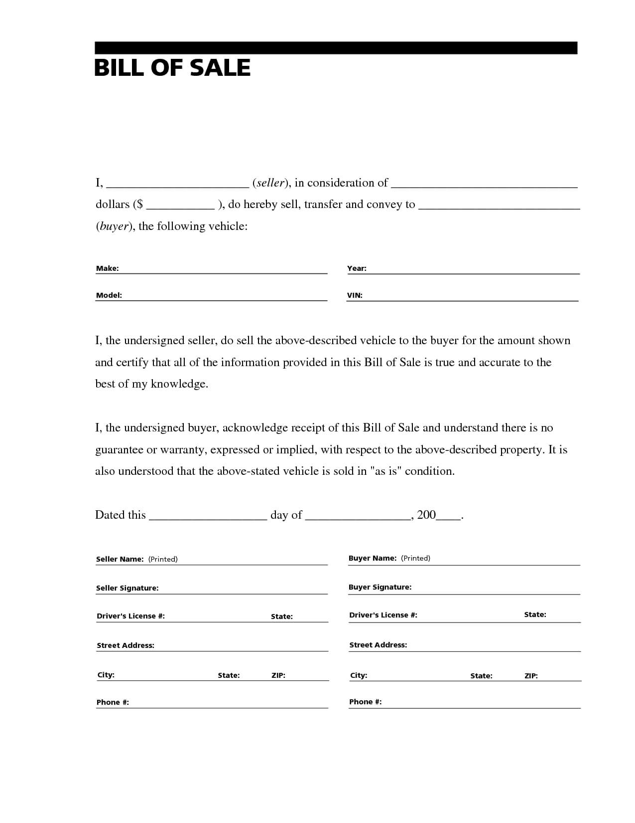 Free Vehicle Bill Of Sale Word Document - Best Of Automotive Within Vehicle Bill Of Sale Template Word