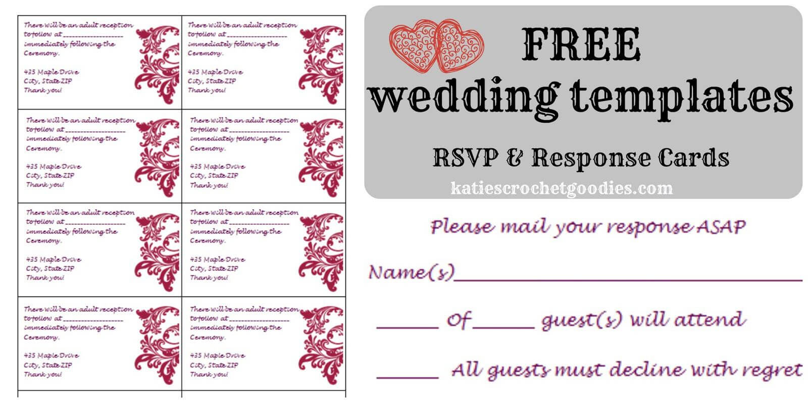 Free Wedding Rsvp & Response Card Template Templat | Free Inside Free Printable Wedding Rsvp Card Templates