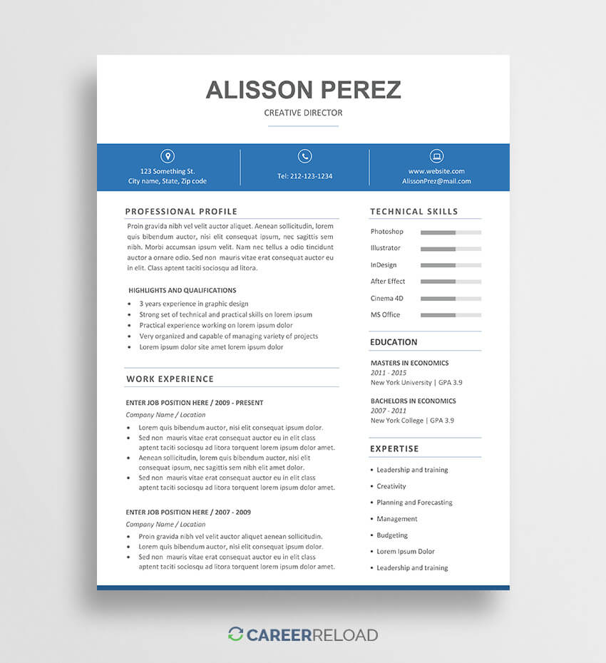Free Word Resume Template – Alisson – Career Reload Within How To Get A Resume Template On Word