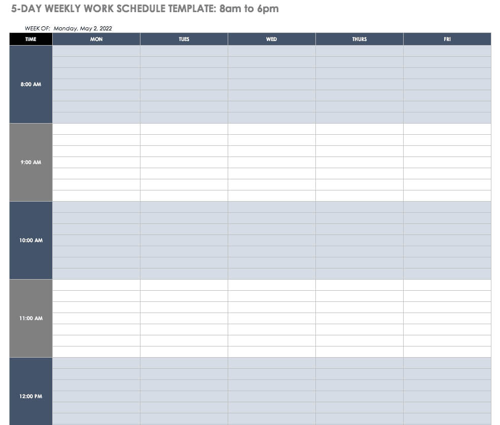 Free Work Schedule Templates For Word And Excel |Smartsheet With Regard To Hours Of Operation Template Microsoft Word