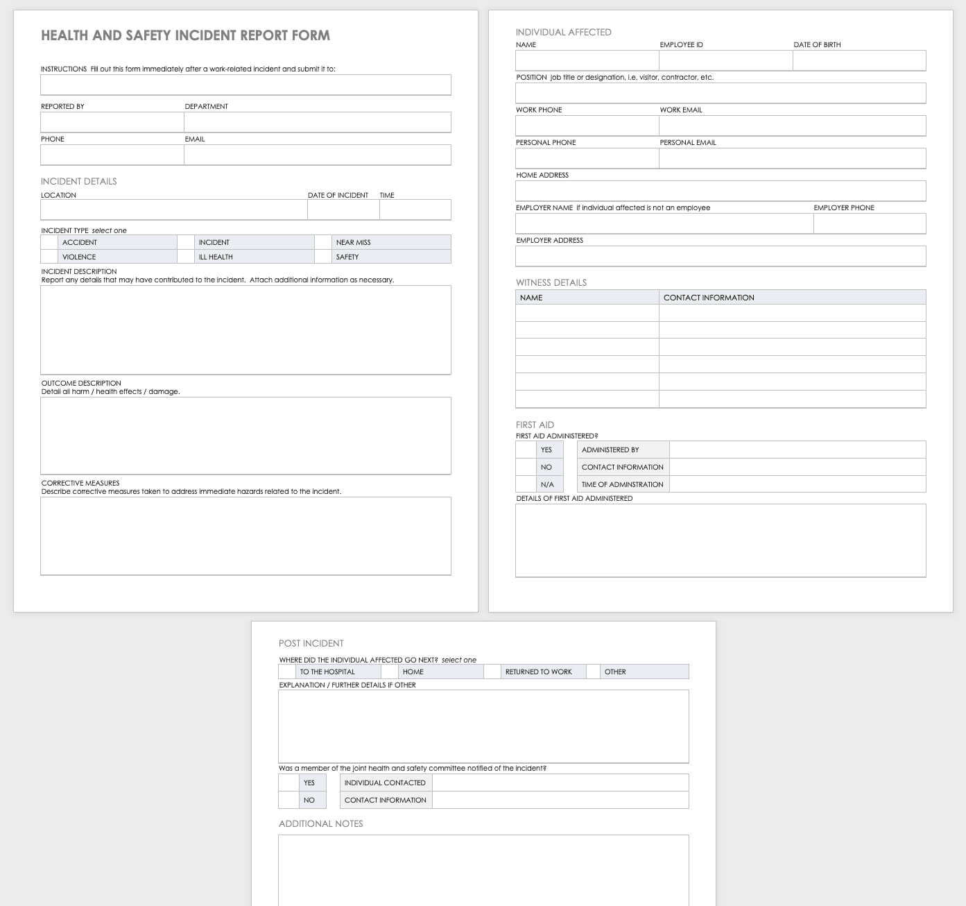 Free Workplace Accident Report Templates | Smartsheet In Incident Report Log Template
