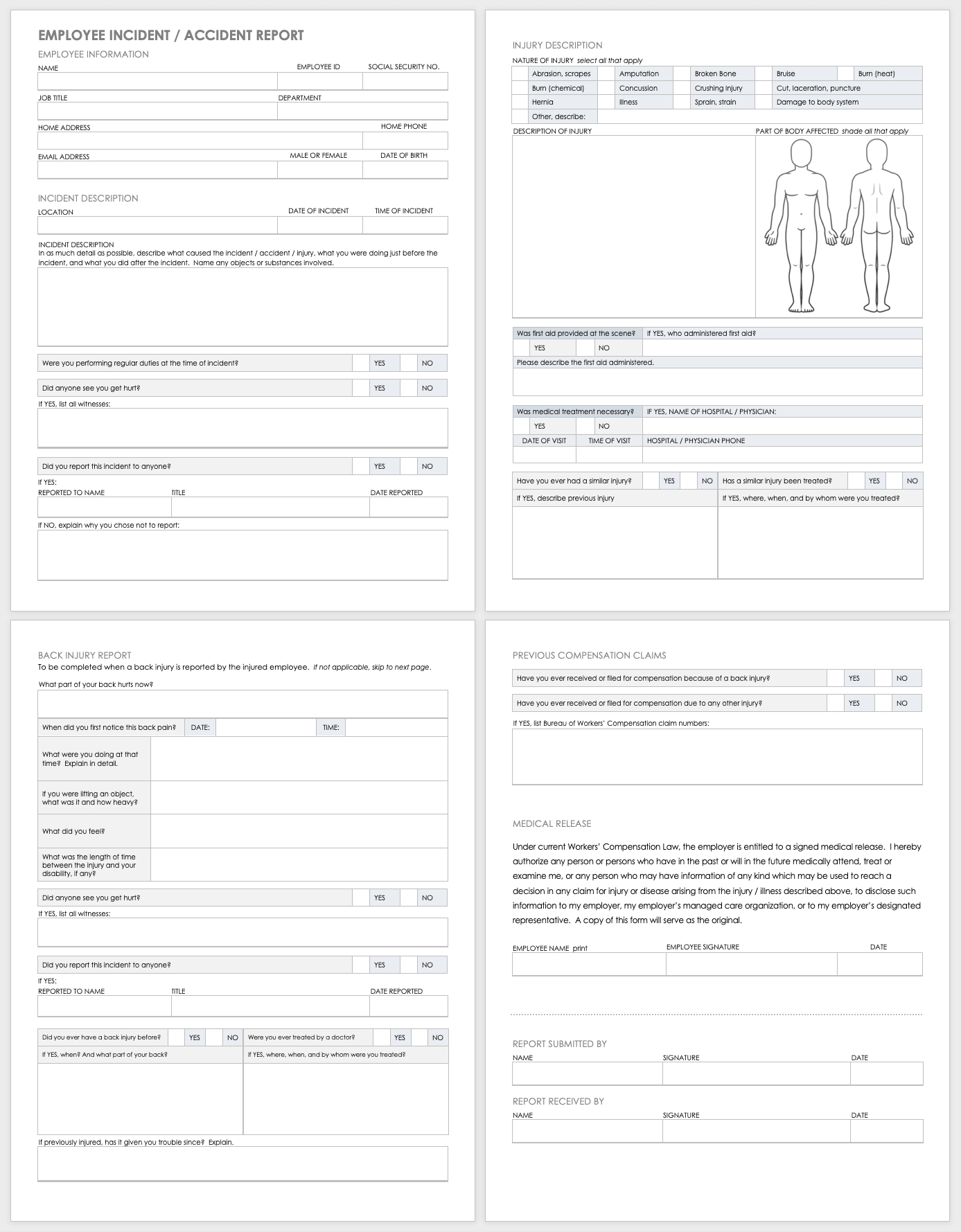 Free Workplace Accident Report Templates | Smartsheet With Regard To Injury Report Form Template
