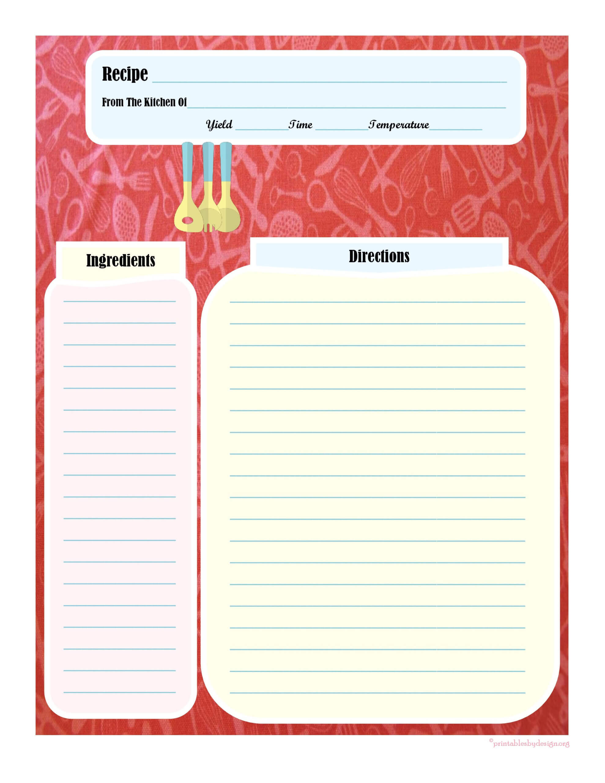 Full Page Recipe Card | Printable Recipe Cards, Cookbook Throughout Recipe Card Design Template