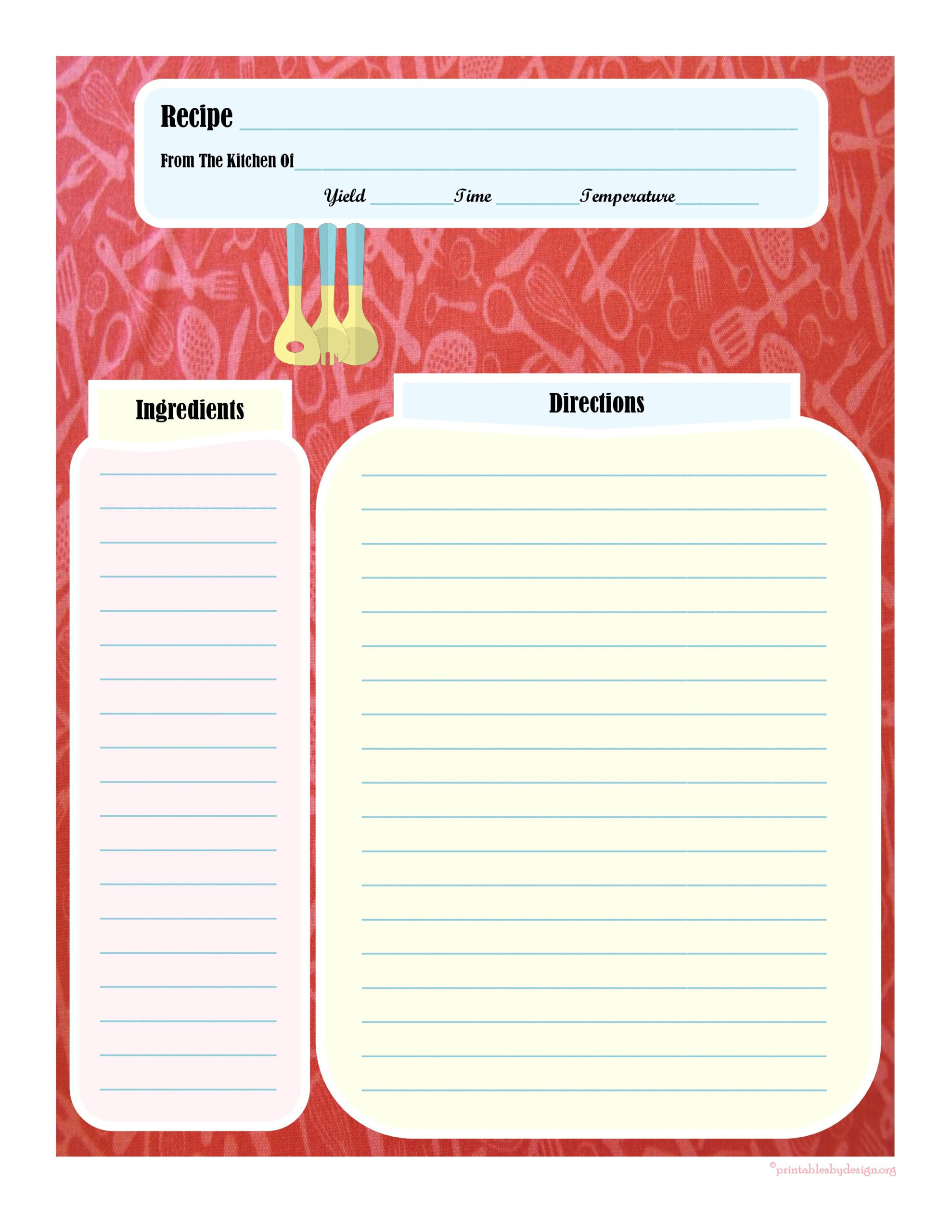 Full Page Recipe Card | Printable Recipe Cards, Family Intended For Full Page Recipe Template For Word