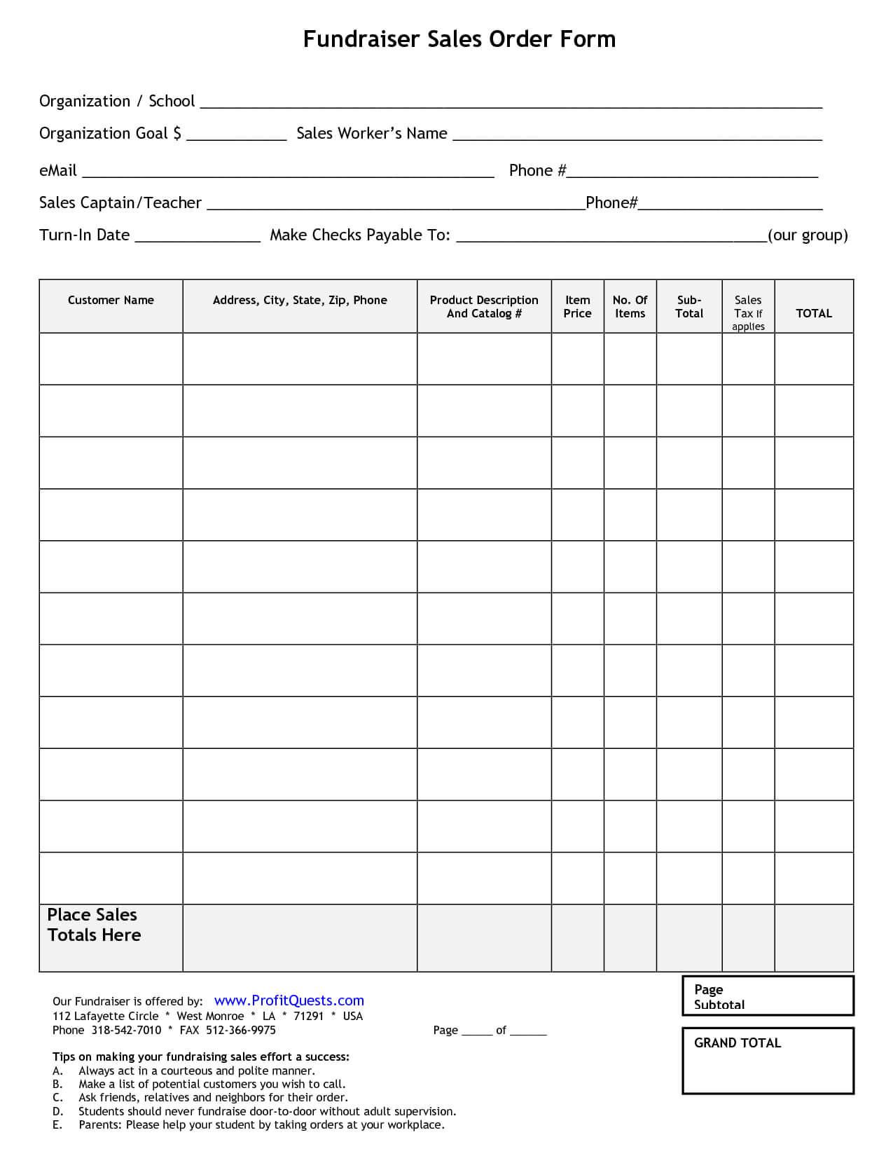 Fundraiser Order Form | Fundraiser Order Form Template Throughout Blank Fundraiser Order Form Template