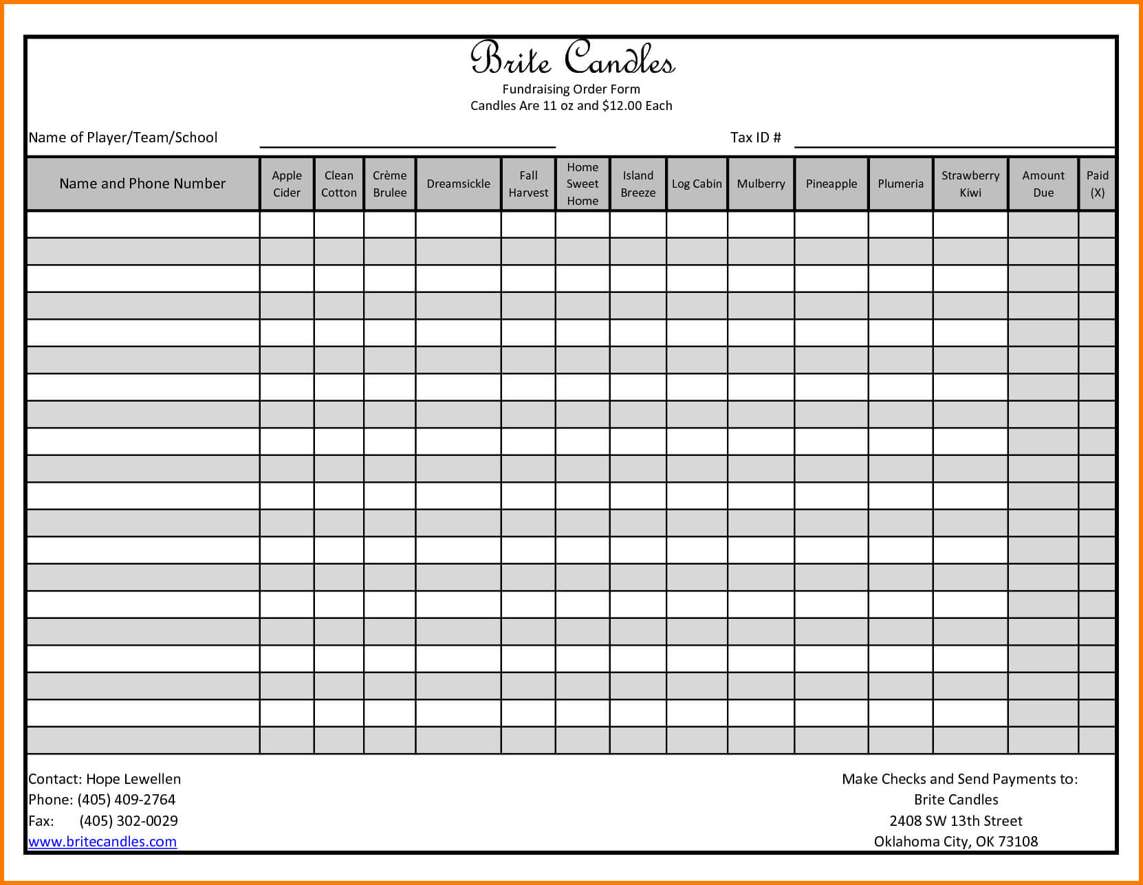 Fundraiser Order Form Template Excel | Order Form Template In Blank Fundraiser Order Form Template