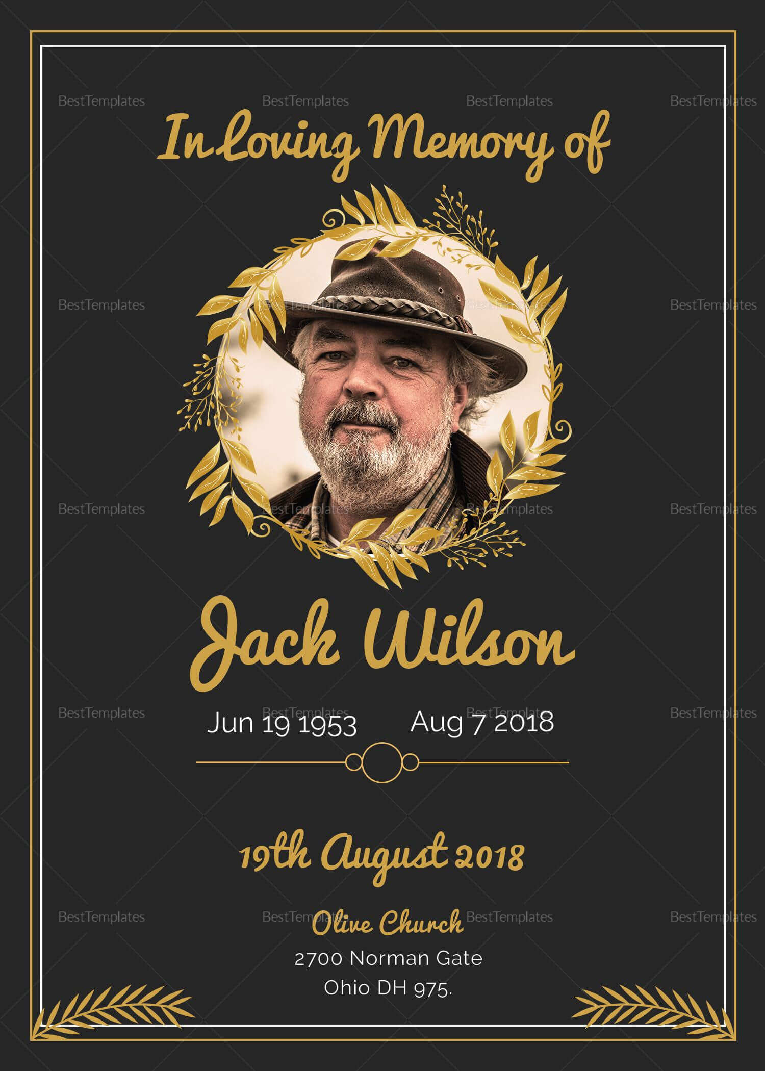 Funeral Invitation Card Template | Funeral Invitation With Regard To Funeral Invitation Card Template