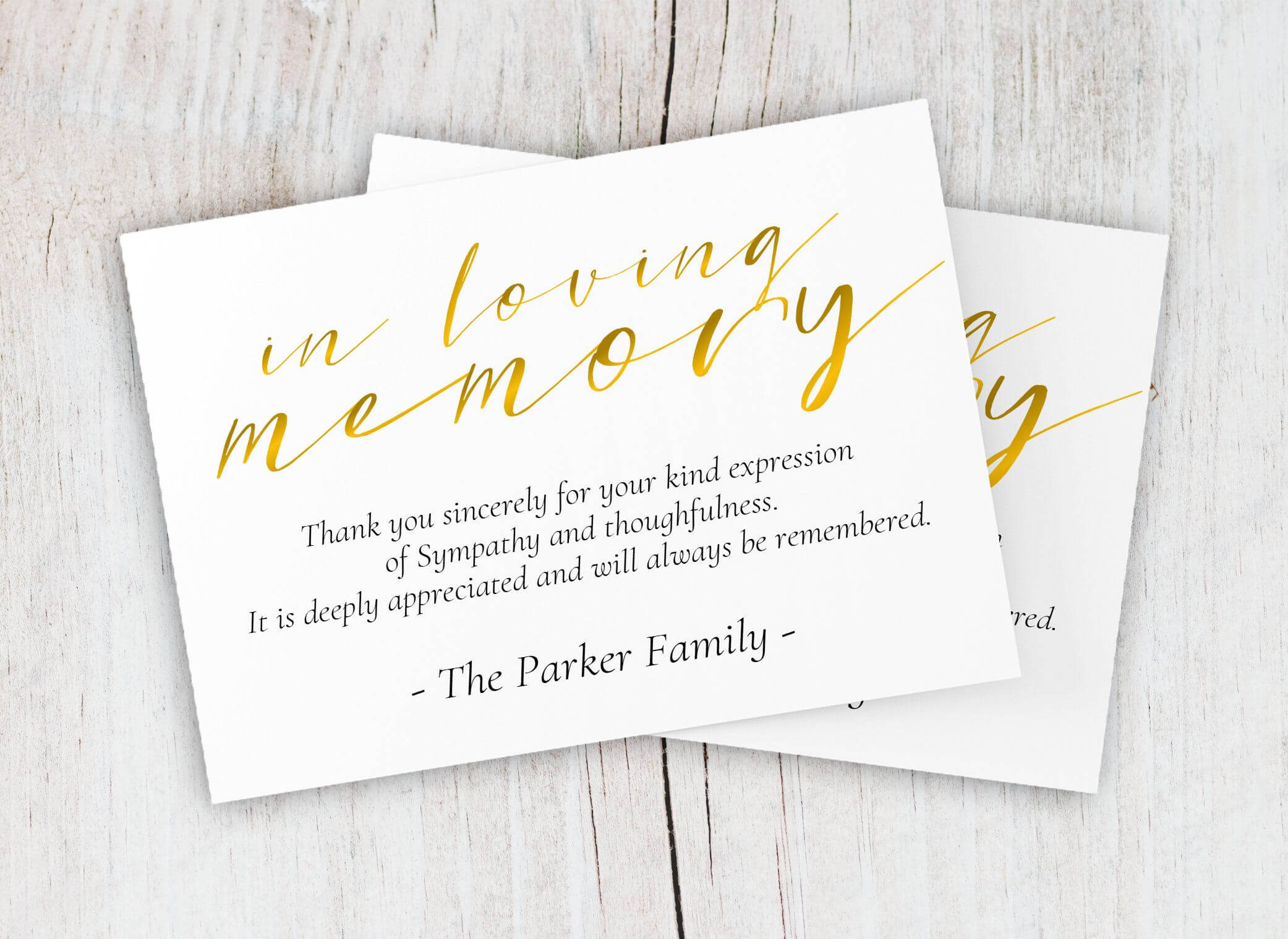 Funeral Thank You Card, Printable Memorial Thank You Card For Sympathy Thank You Card Template