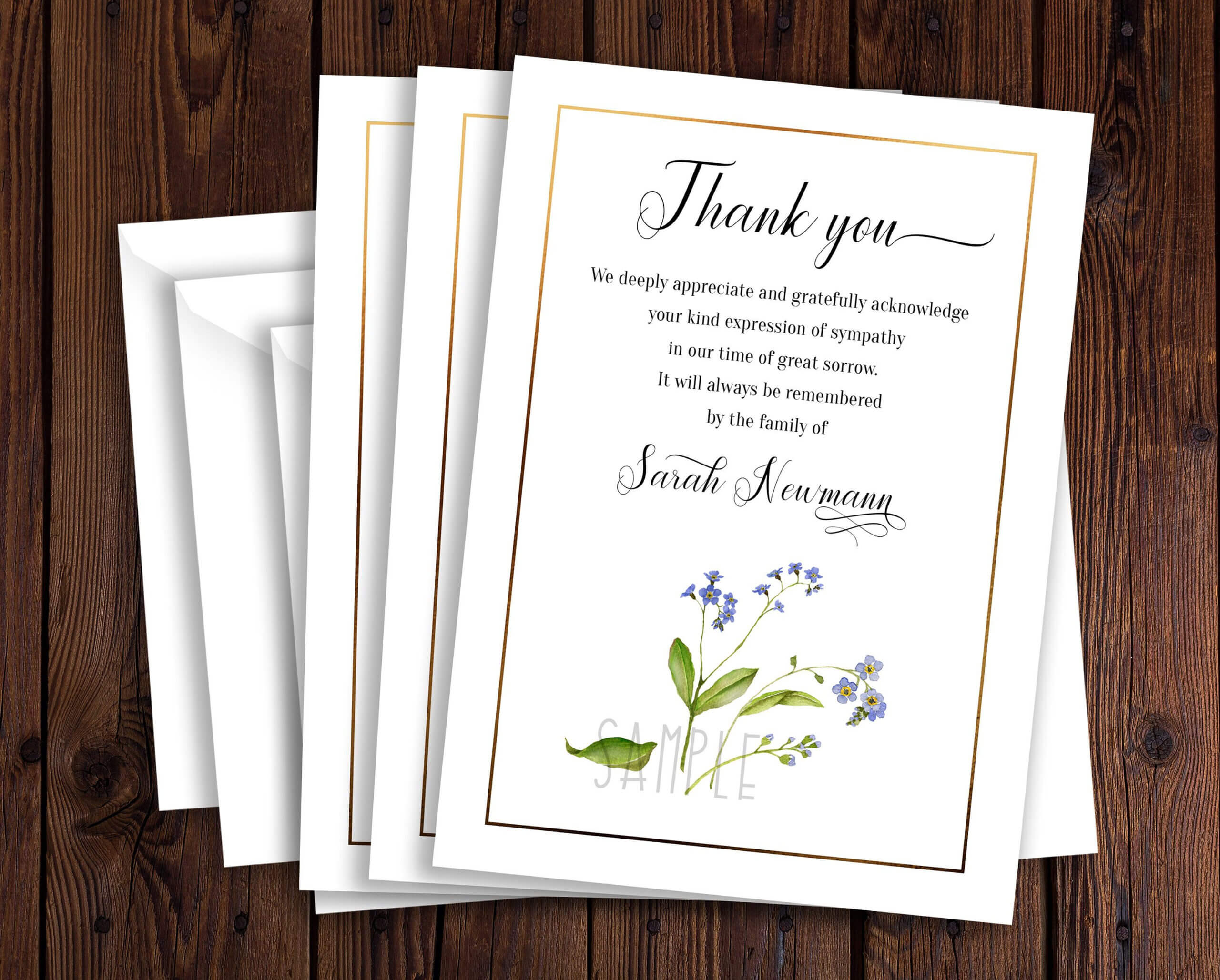 Funeral Thank You Card Template, Sympathy Acknowledgement Intended For Sympathy Thank You Card Template