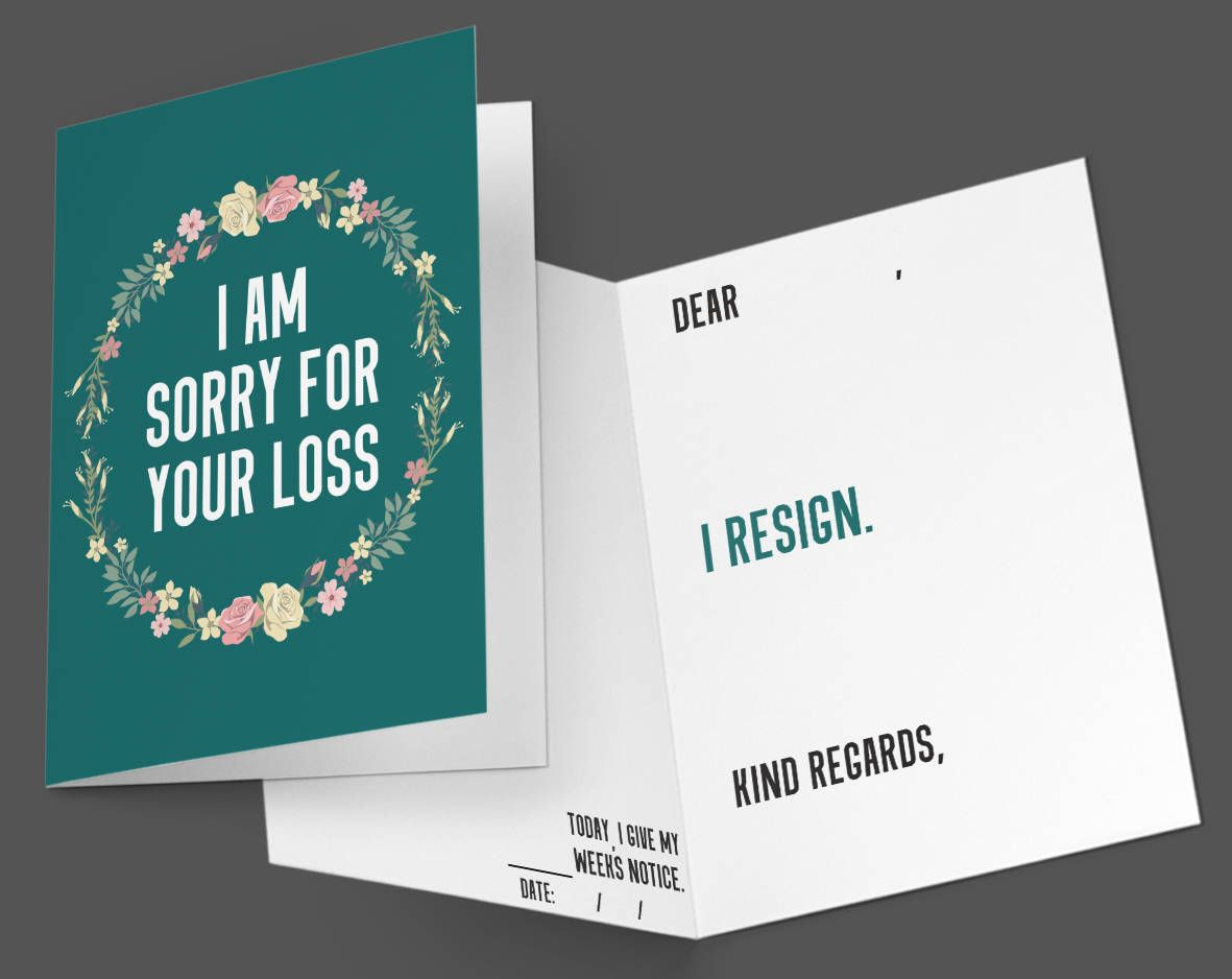 Funny Resignation Idea. I'm Sorry For Your Loss Card. | Etsy Within Sorry For Your Loss Card Template
