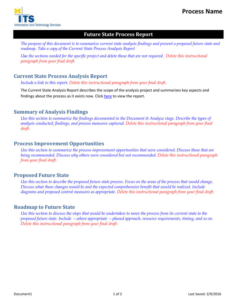 Future State Process Report Template Inside Project Analysis Report Template