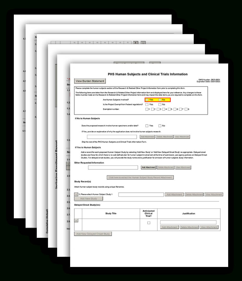 G.500 – Phs Human Subjects And Clinical Trials Information Intended For Case Report Form Template Clinical Trials