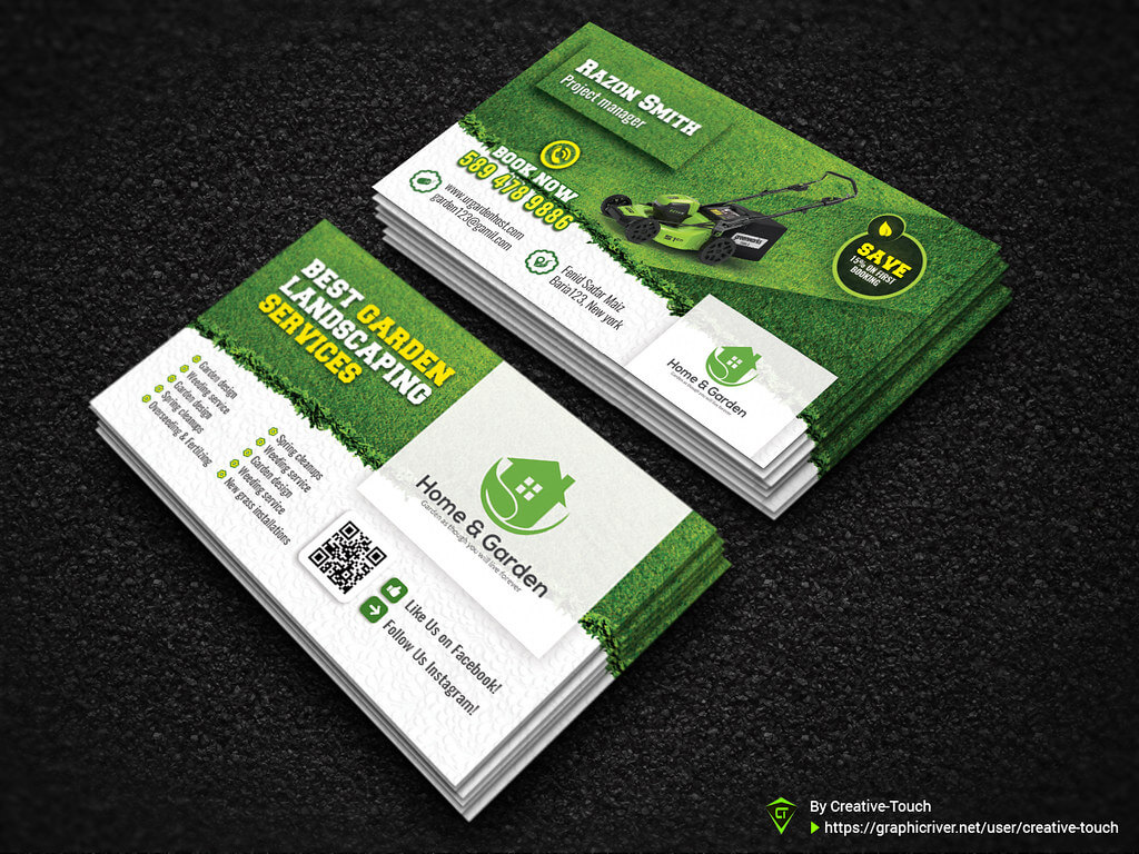 Garden Landscape Business Card Template | Fully Editable Tem With Gardening Business Cards Templates