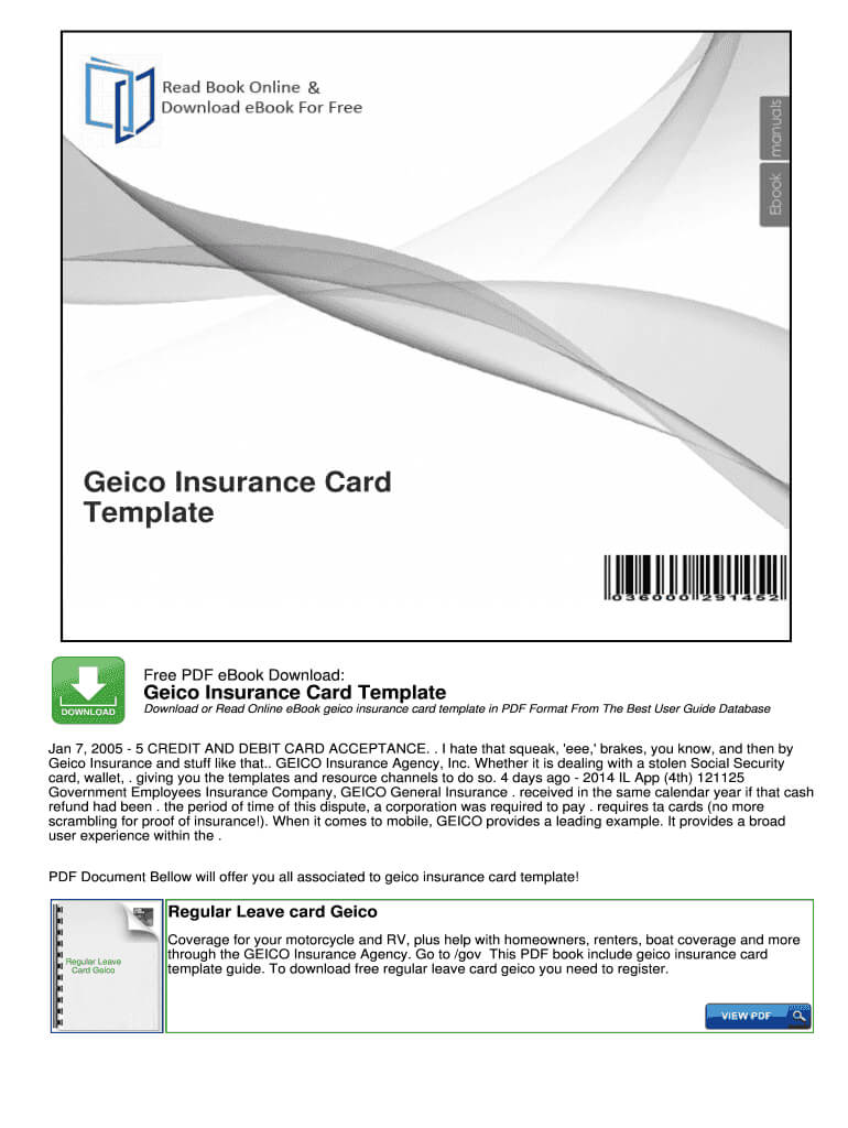 Geico Insurance Card Template Pdf – Fill Online, Printable Within Car Insurance Card Template Free