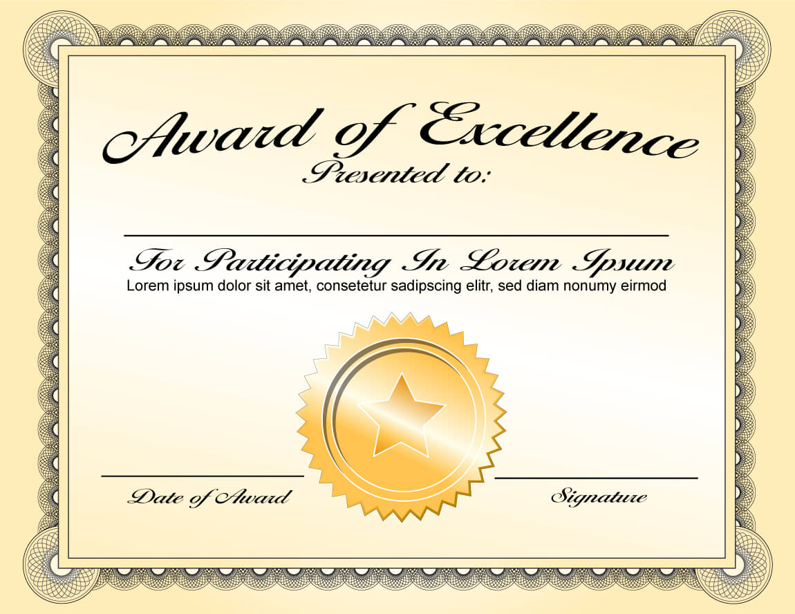 Generic Award Certificate In Vector Format – Trashedgraphics With Regard To Generic Certificate Template