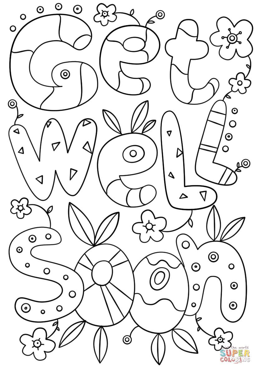 Get Well Soon Doodle Coloring Page | Free Printable Coloring Throughout Get Well Soon Card Template