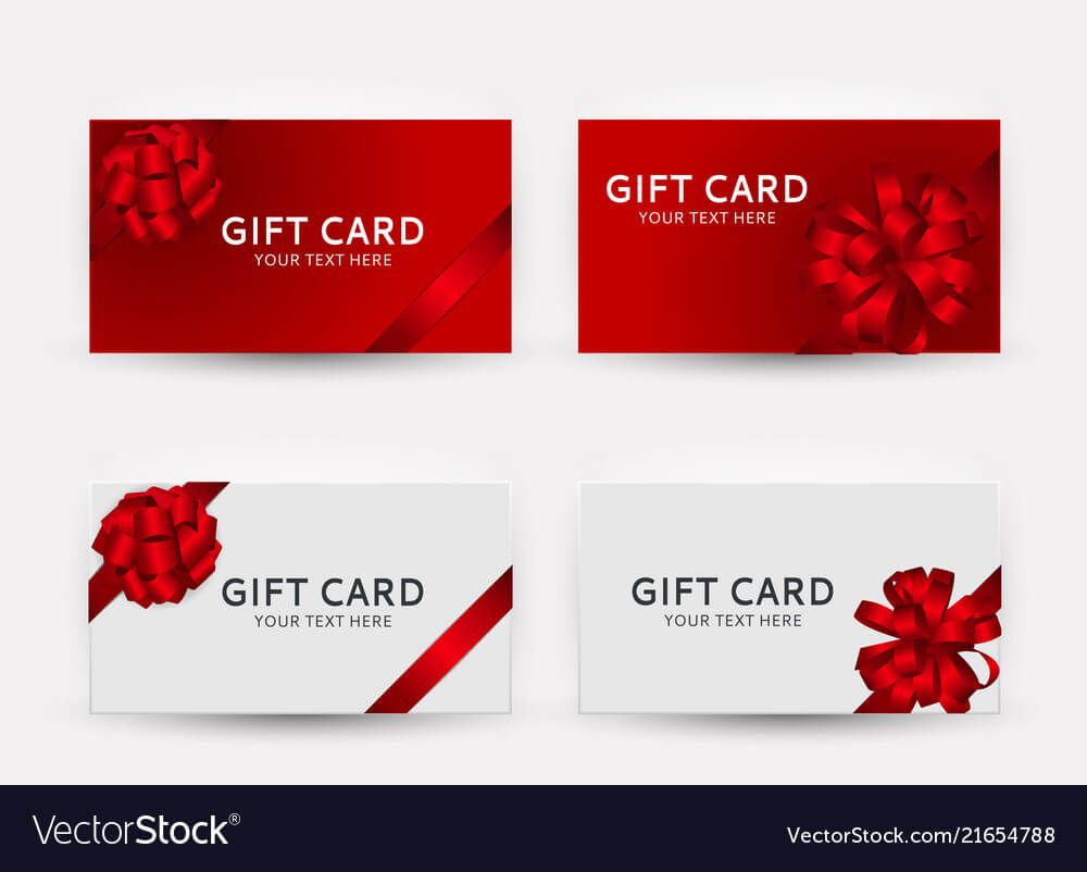 Gift Card Template Collection Set With Bow And Regarding Gift Card Template Illustrator