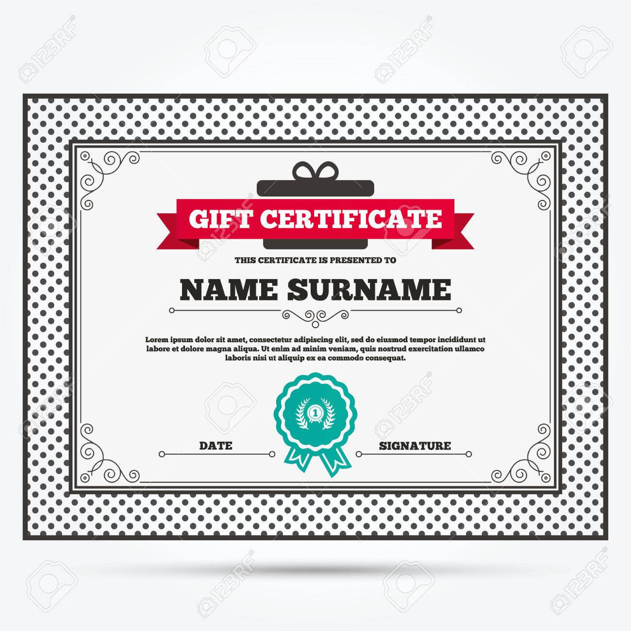 Gift Certificate. First Place Award Sign Icon. Prize For Winner.. Within First Place Award Certificate Template
