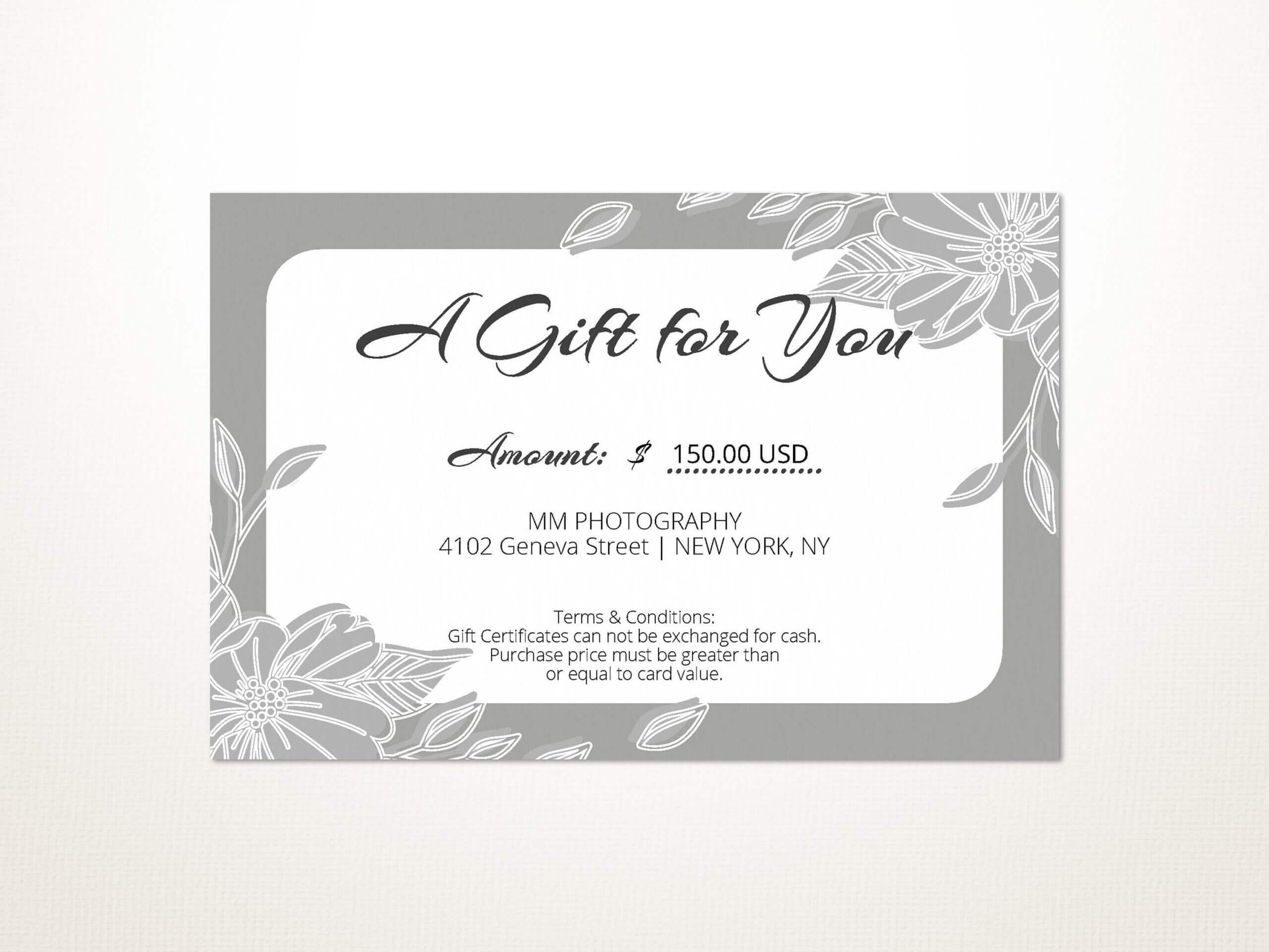 Gift Certificate Template, A Gift For You, Gift Voucher For Black And White Gift Certificate Template Free