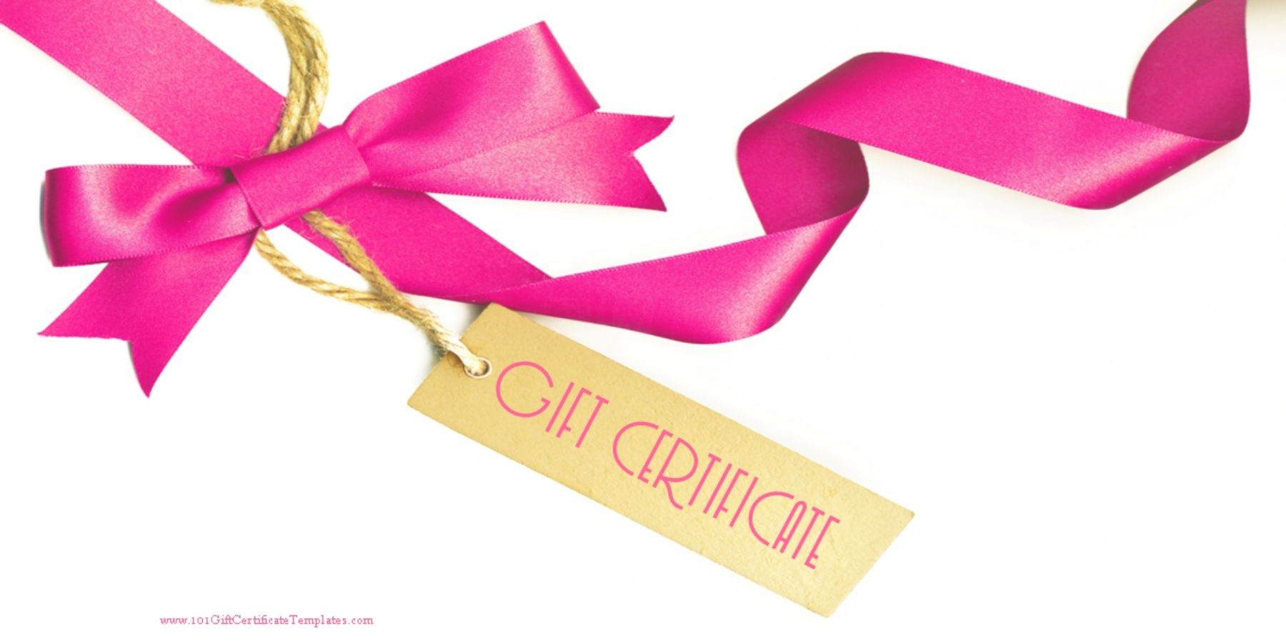 Gift Certificate With A White Background And A Pink Ribbon Pertaining To Pink Gift Certificate Template