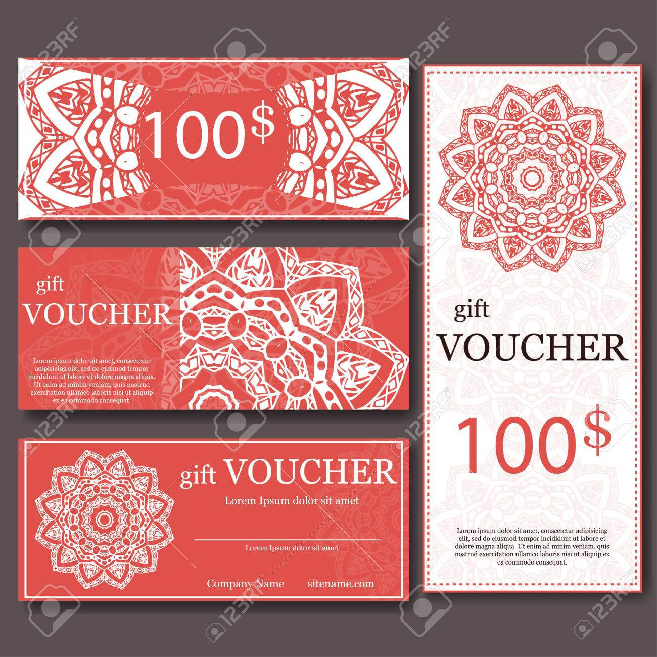 Gift Voucher Template With Mandala. Design Certificate For Sport.. Throughout Yoga Gift Certificate Template Free