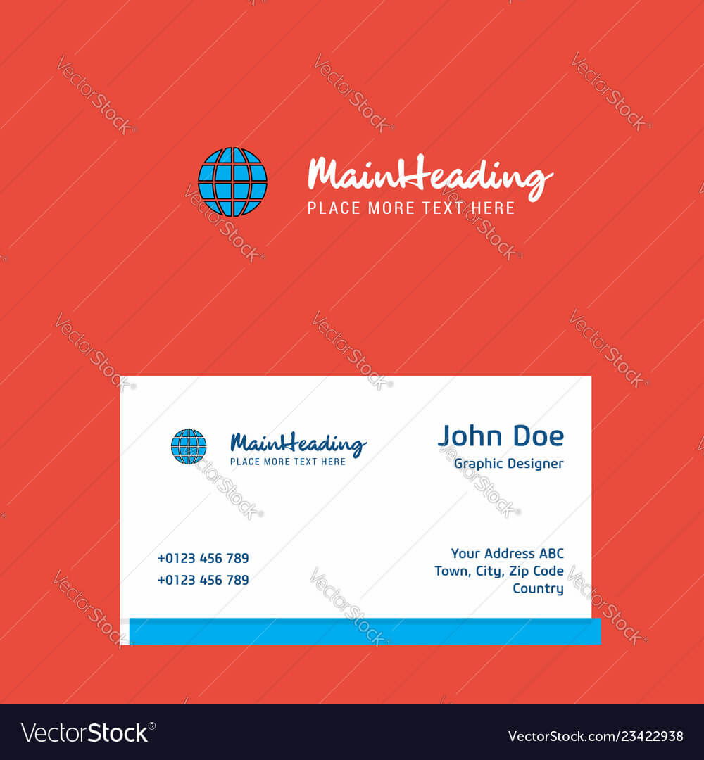 Globe Logo Design With Business Card Template Vector Image On Vectorstock Intended For Adobe Illustrator Business Card Template