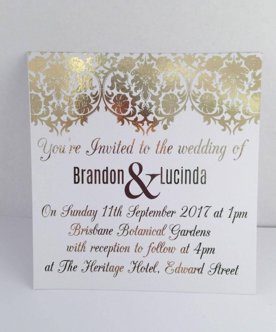 Gold Foil Wedding Invitation Set With Rsvp Card – Sample Throughout Engagement Invitation Card Template