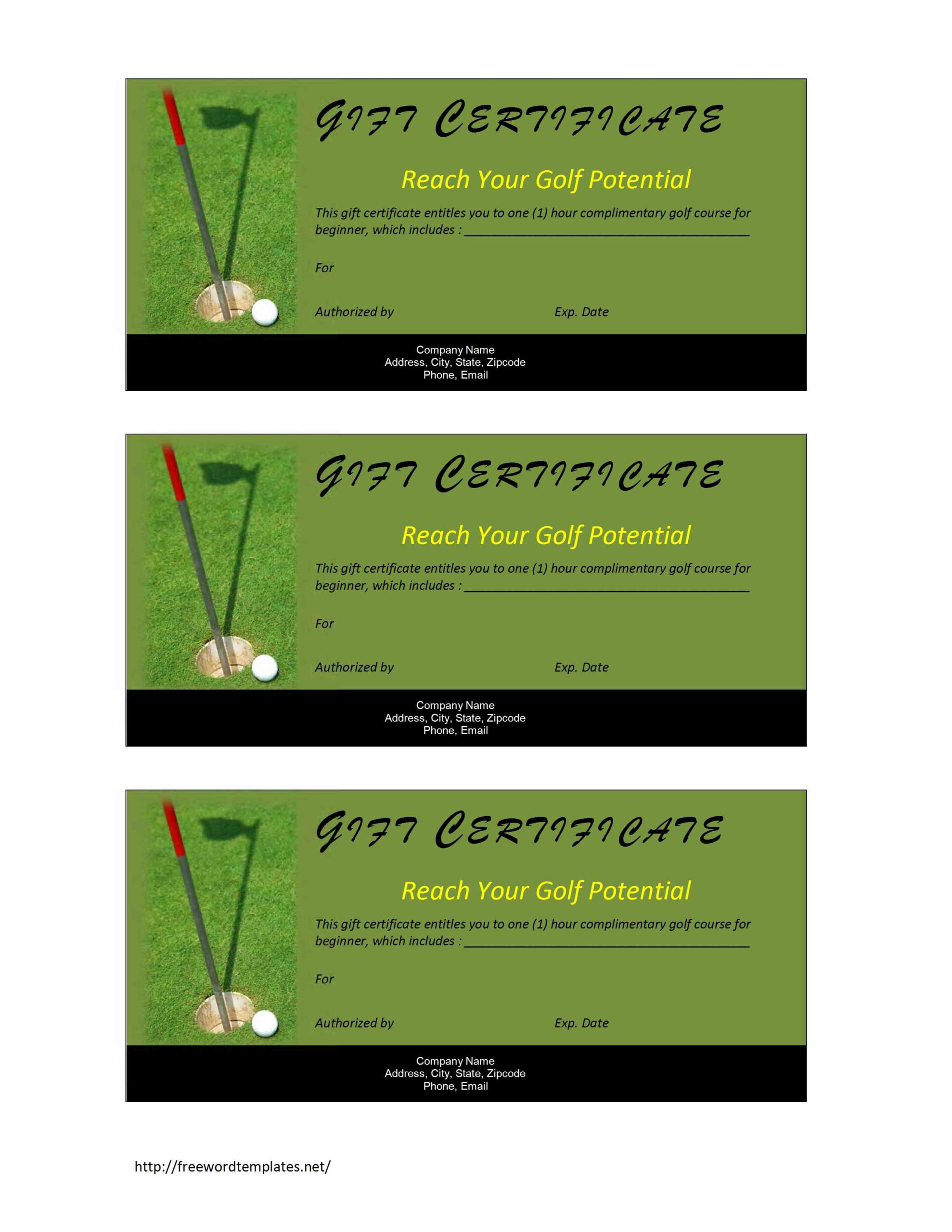 Golf Course Gift Certificate Template Free | Resume Writing Pertaining To Golf Gift Certificate Template