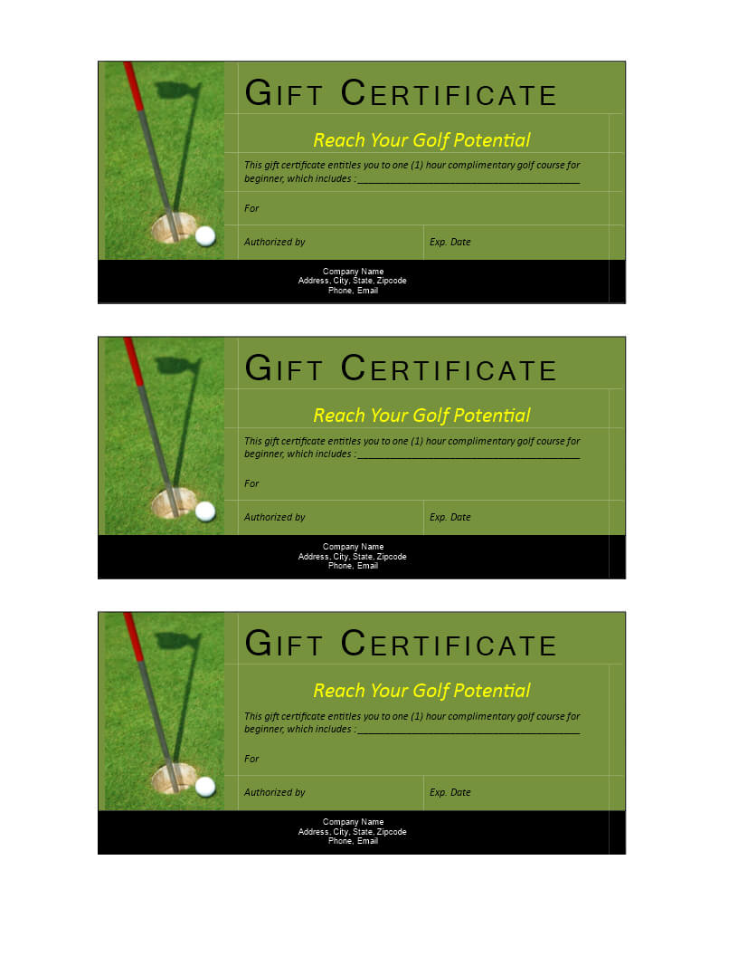 Golf Gift Non Cash Value Voucher – Download This Free With Golf Certificate Template Free