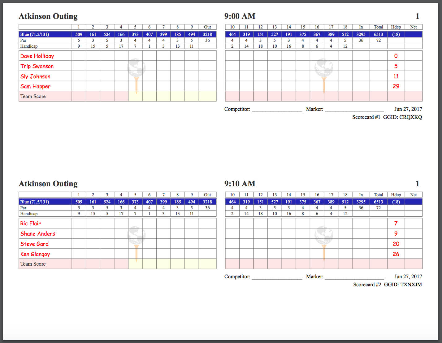 Golfgenius – Printing Scorecards (Format Tab) Inside Golf Score Cards Template