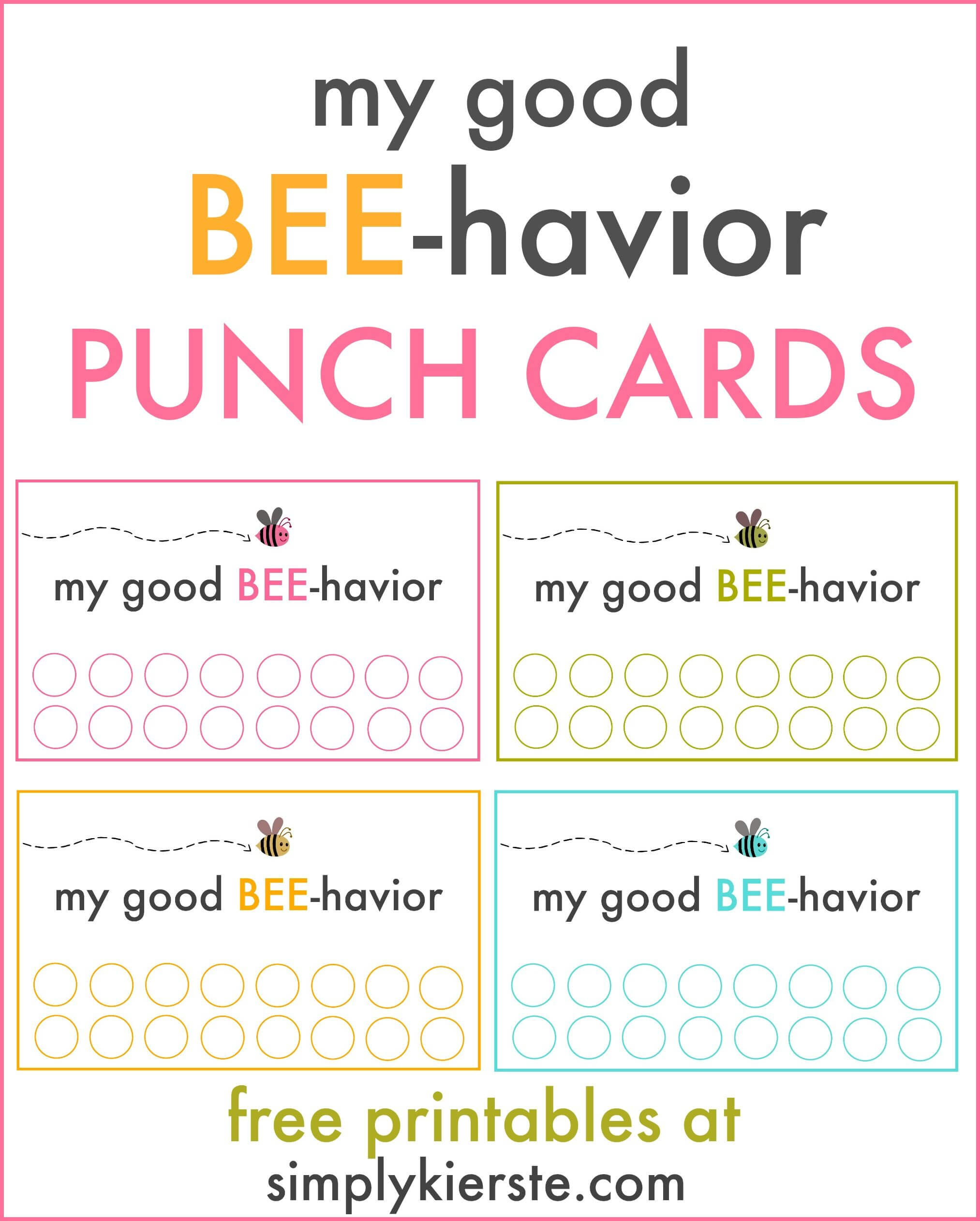 Good Behavior Punch Cards | Behavior Punch Cards, Kids Throughout Reward Punch Card Template