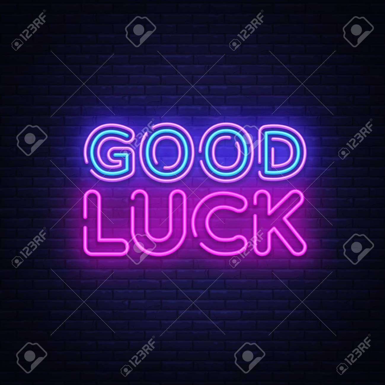 Good Luck Neon Sign Vector. Good Luck Design Template Neon Sign,.. With Regard To Good Luck Banner Template