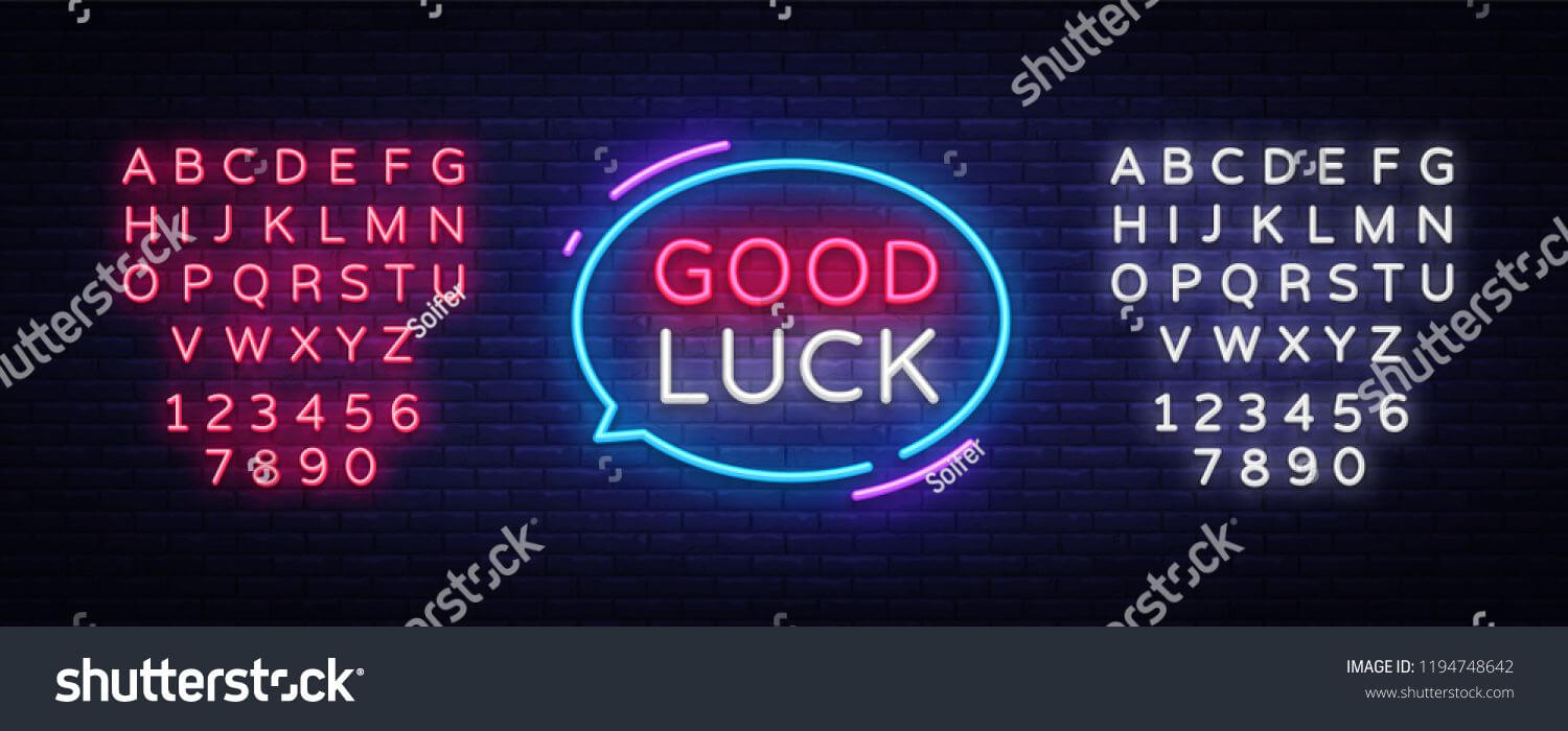 Good Luck Neon Text Vector. Good Luck Neon Sign, Design For Good Luck Banner Template