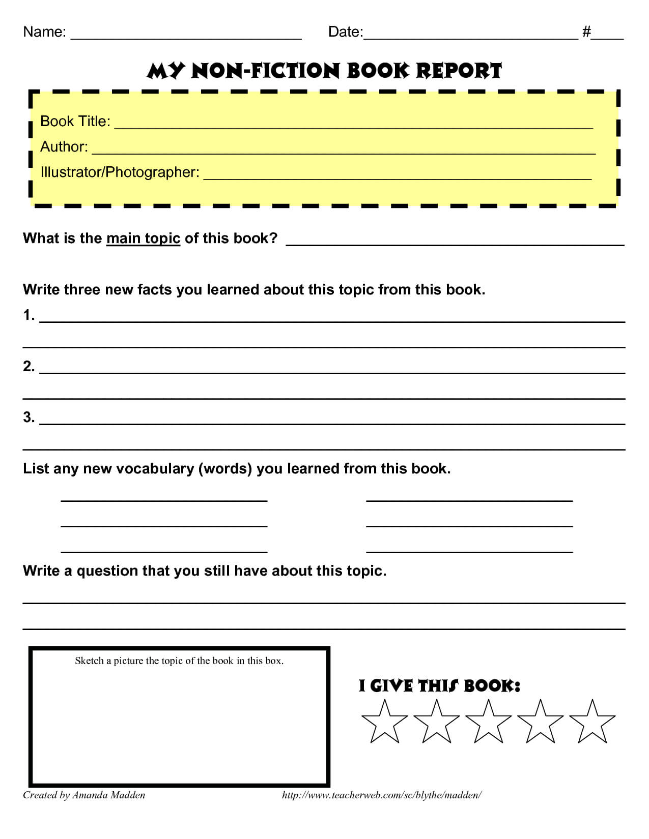Grade 4 Book Report Template Non Fiction | Book Report Intended For Nonfiction Book Report Template
