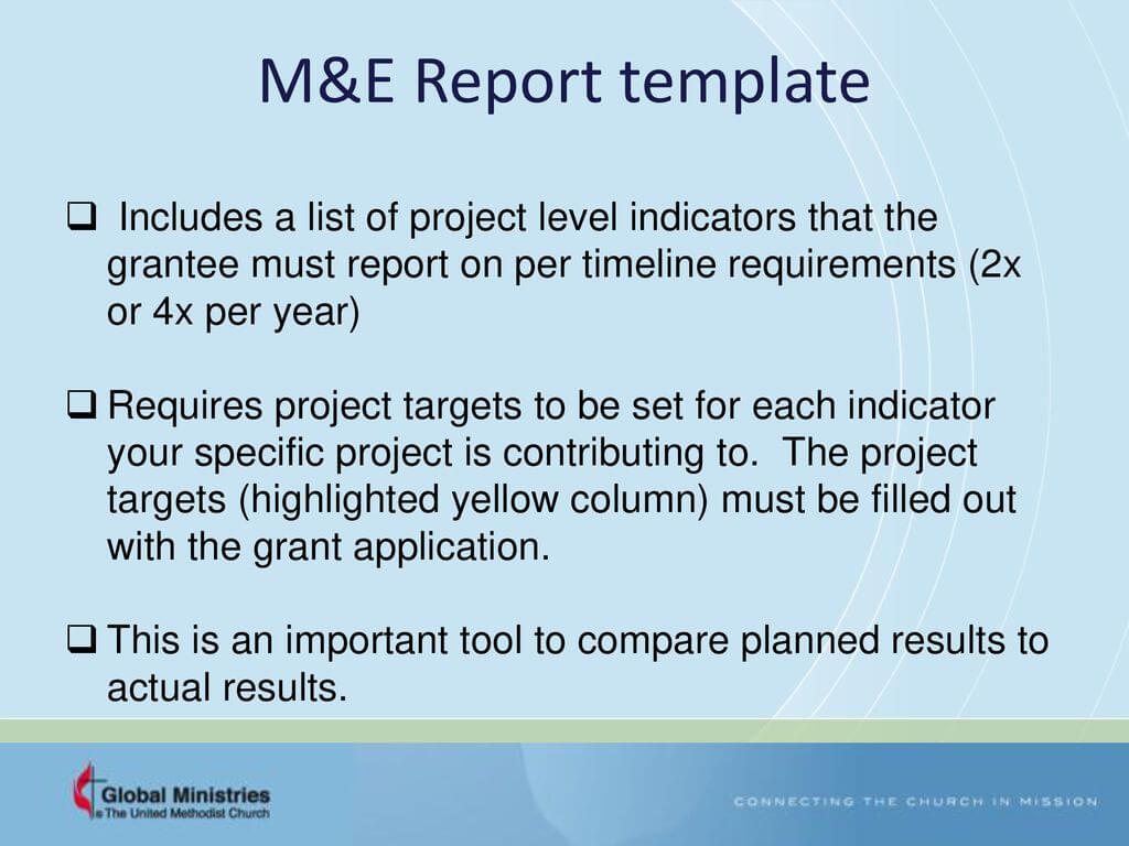 Grants – Workplan And Monitoring And Evaluation (M&e Inside M&amp;e Report Template