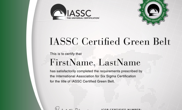Green Belt Certification | Green Belt, Lean Six Sigma, Black pertaining to Green Belt Certificate Template