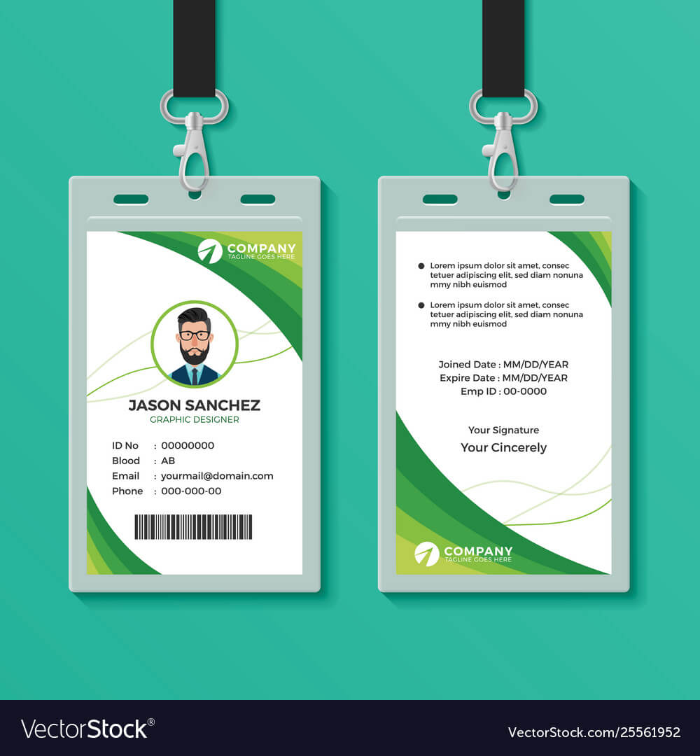 Green Graphic Id Card Design Template For Company Id Card Design Template