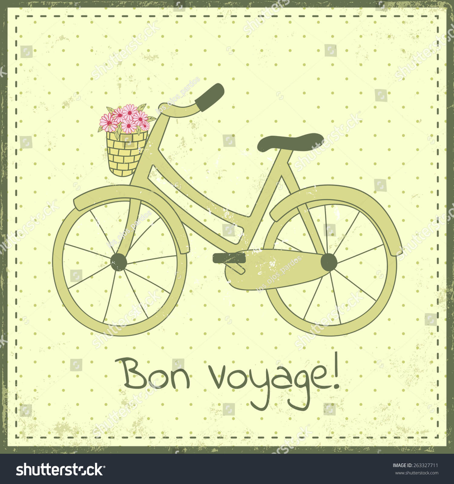 Greeting Card Template Bike Illustration Bon Stock Vector Pertaining To Bon Voyage Card Template