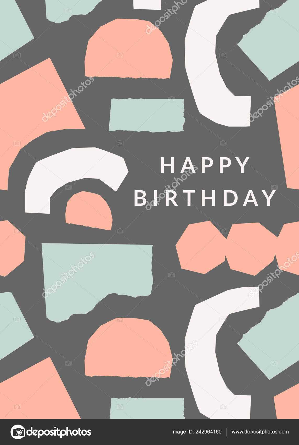 Greeting Card Template Torn Paper Pieces Pastel Colors Text With Regard To Birthday Card Collage Template