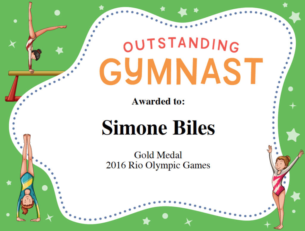 Gymnastics Quotes | Simone Biles, Gabby Douglas & Aly Intended For Gymnastics Certificate Template
