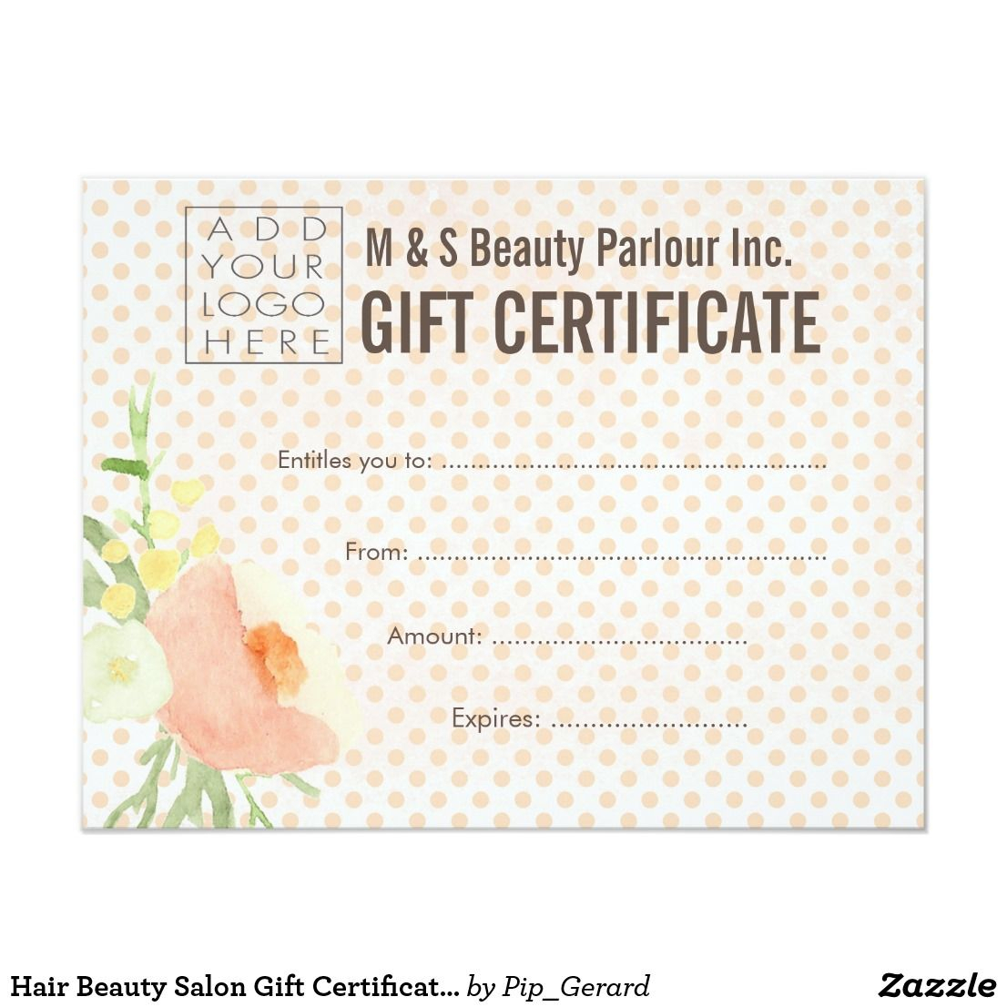 Hair Beauty Salon Gift Certificate Template | Zazzle Regarding Salon Gift Certificate Template