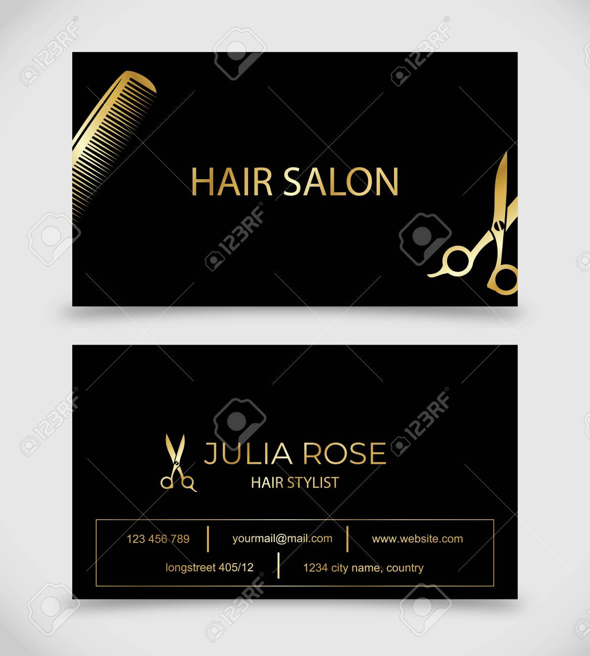 Hair Salon, Hair Stylist Business Card Vector Template Pertaining To Hair Salon Business Card Template