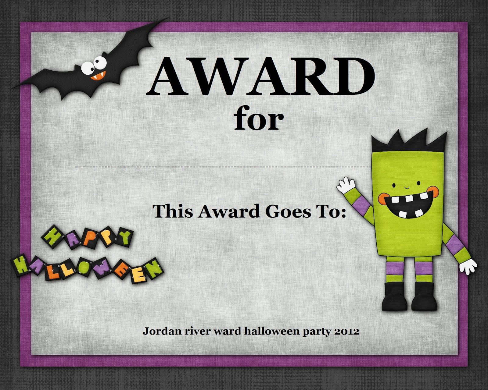 Halloween Costume Award | Halloween Costume Contest Regarding Halloween Costume Certificate Template